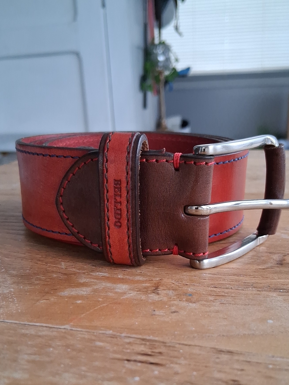 Men's Bellido Brown & Red Leather Belt